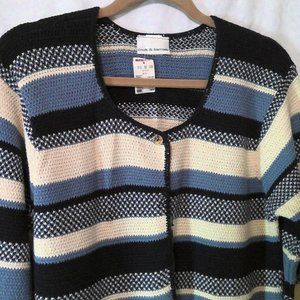 NWT Croft and Barrow Blue Cotton-Feel Cardigan Sweater Size Large